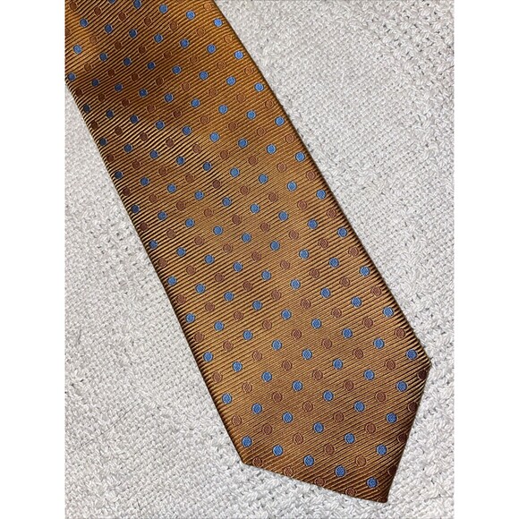 Boss Hugo Boss Men’s Dress Tie Size 59” 3” Gold Dotted Business Formal Italy - Picture 1 of 12